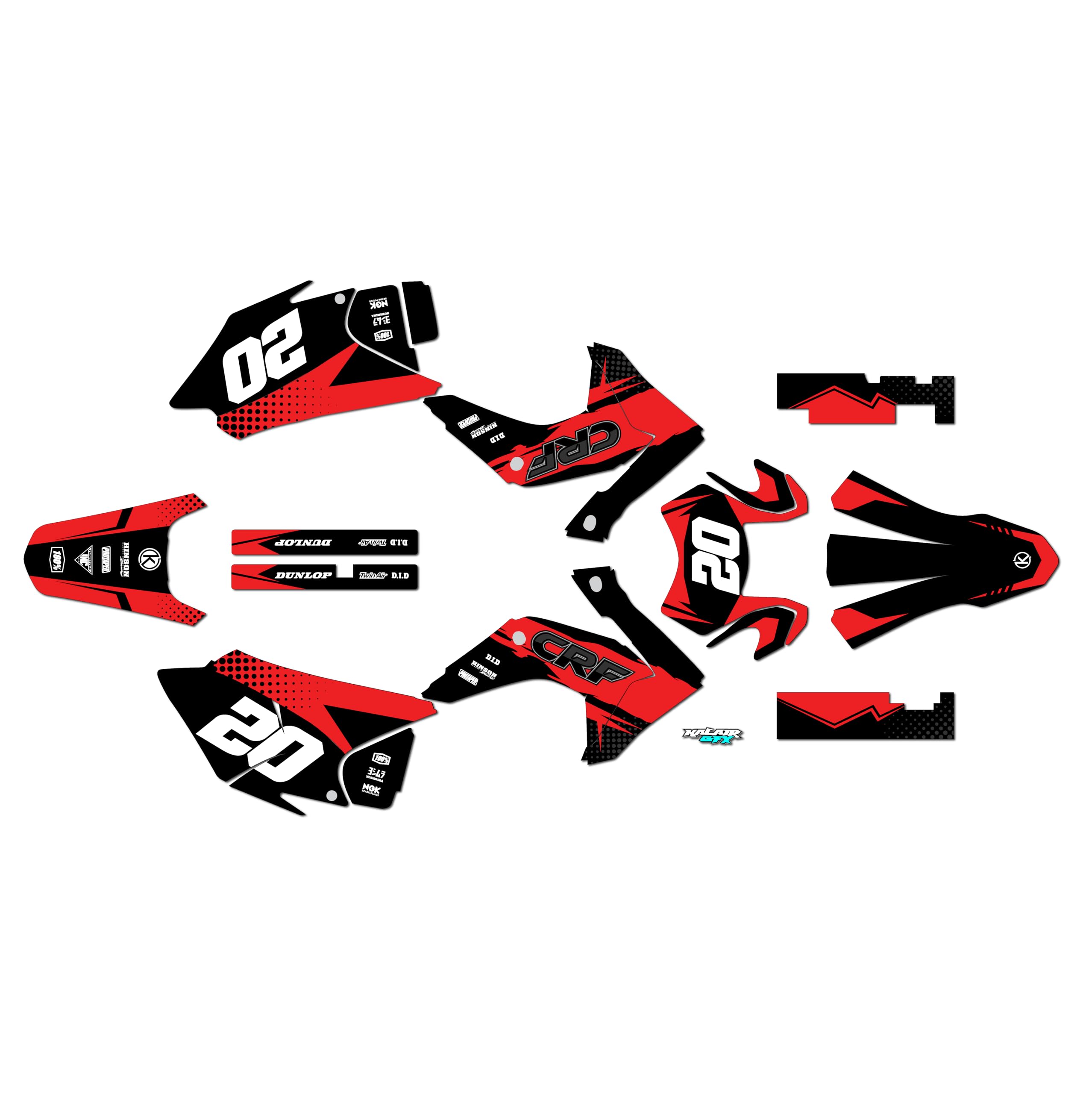 Honda CRF230F (2015-2020) Spear Series Red 16 Mil Dirt Bike Graphics Kit - High Quality Motorcycle Stickers & Racing Decals for Motocross, Pit Bike & Off-Road Accessories - Perfect for Customizing Dirt Bikes & Enhancing Racing Performance