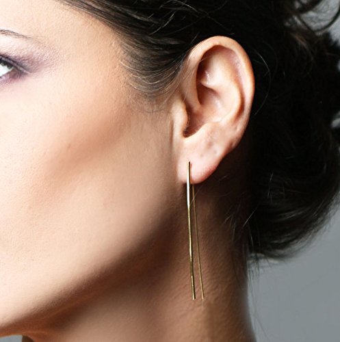 Modern Open Rectangular Gold Earrings for Women - Elegant Threader & U-Shaped Dangle Earrings in Gold Filled or Sterling Silver - Perfect for Parties, Weddings and Everyday Wear