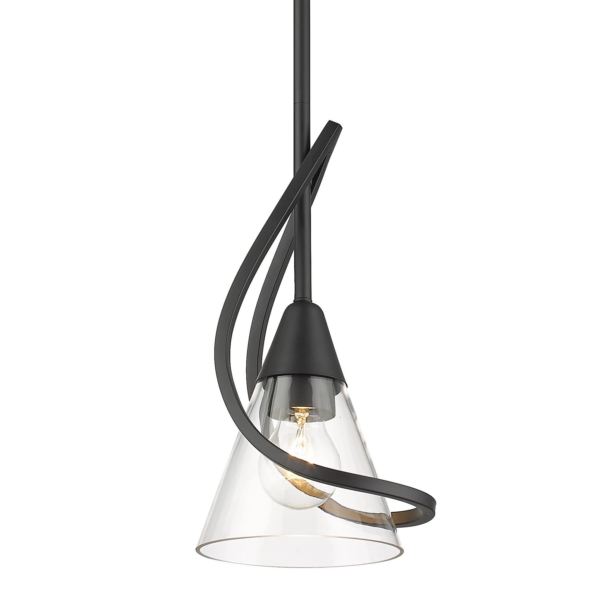 Golden Lighting Olympia Mini Pendant Light - Matte Black with Clear Glass Shade - Perfect for Kitchen Island, Dining Room, and Entryway Lighting
