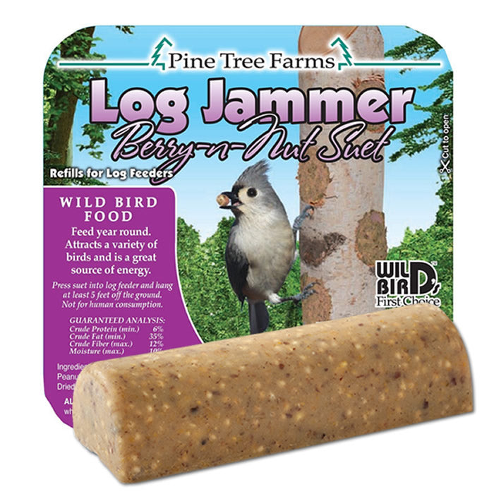 Log Jammer Berry & Nut Suet Plugs - 12 Pack | High Energy Bird Food for Wild Birds | Perfect for Woodpeckers, Nuthatches & Backyard Bird Feeding