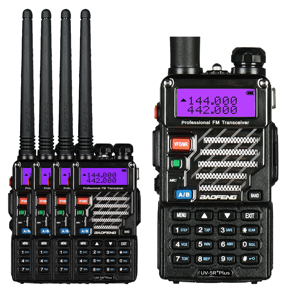 Baofeng UV-5R PLUS Two-Way Radio [5 Pack] - Dual Band 136-174/400-520MHz, 4W/1W Power, 128 Channels, LED Flashlight - Ideal for Outdoor Adventures, Emergency Communication & Hiking