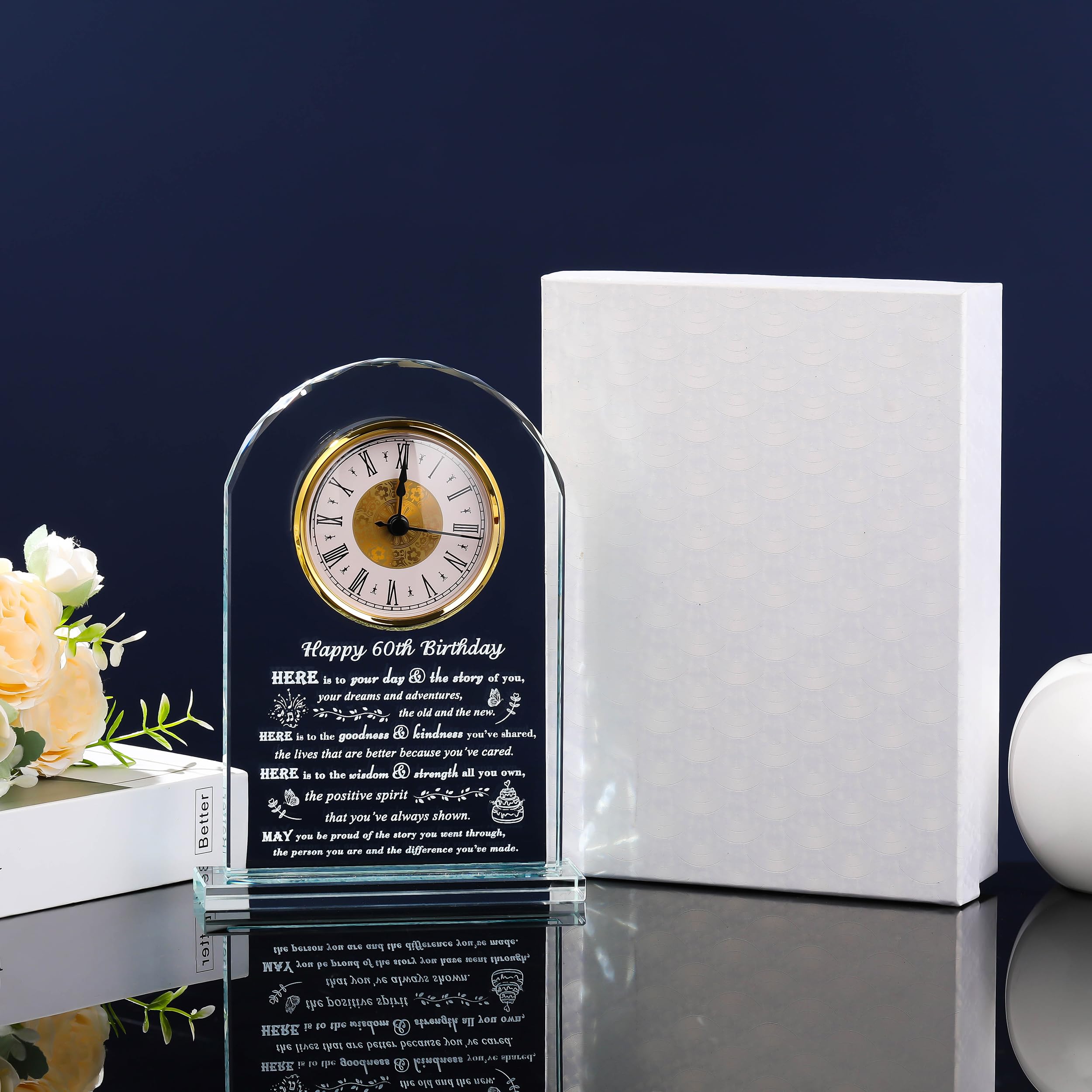 Personalized 60th Birthday Crystal Clock Gift for Women & Men - Custom Engraved 1964 Keepsake for Mom, Dad, Her or Him - Unique 60 Year Old Birthday Present Ideas - Perfect for Anniversary, Retirement & Milestone Celebrations