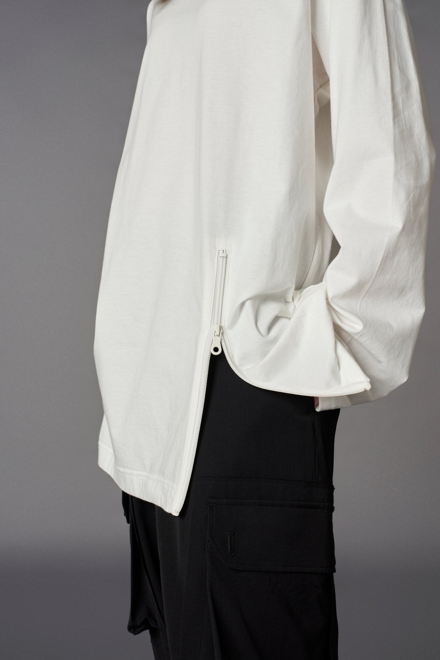 Soft Cotton Jersey Left Zipper Slit T-Shirt for Women - Trendy Casual & Streetwear Style - Perfect for Everyday Wear, Outings, and Layering