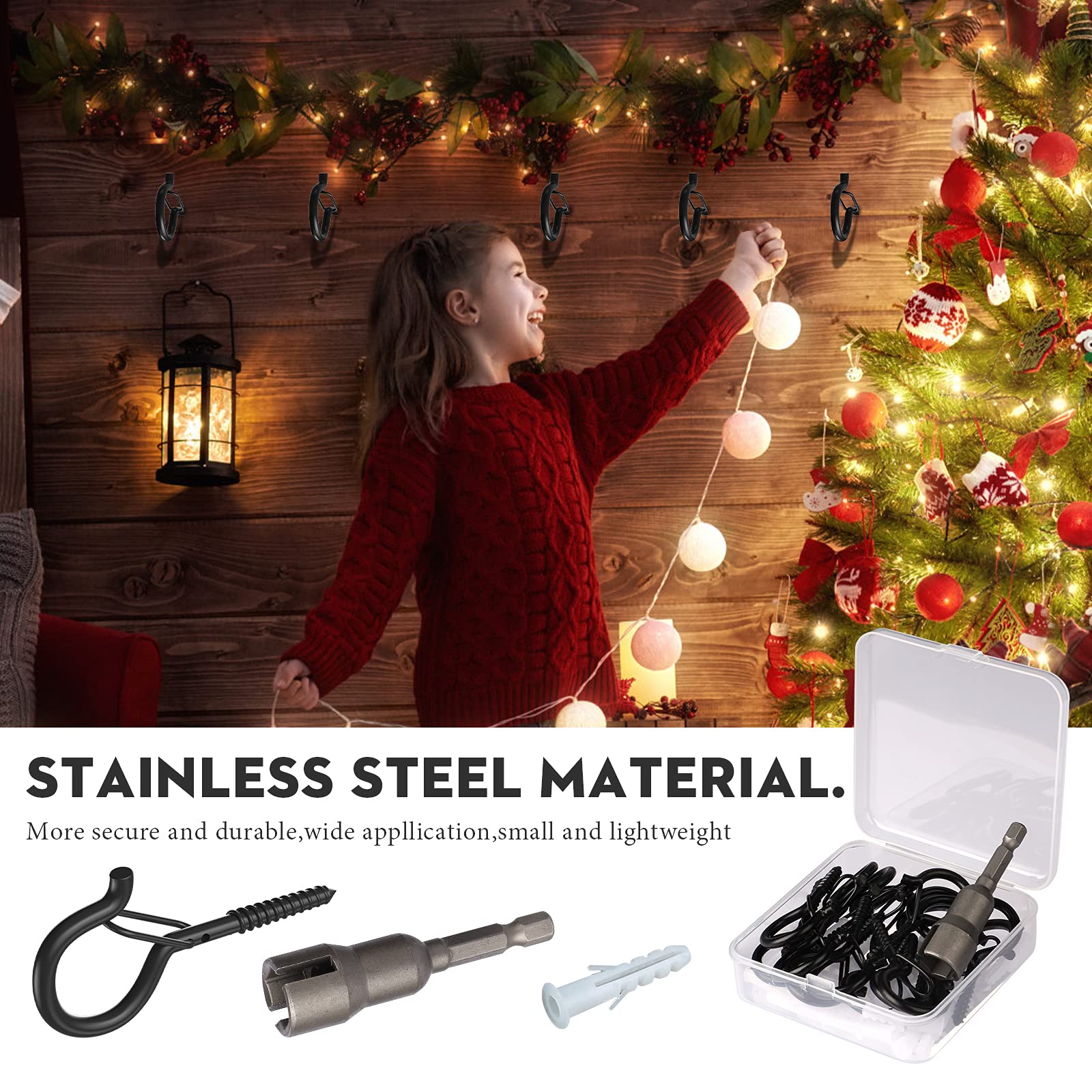 18 Pack Q-Hanger Light Hooks - Heavy Duty Wall & Ceiling Screw Hooks for Outdoor String Lights, Wind Chimes, Plants, Holiday Decorations - Rustproof Safety Buckle Design - Perfect for Patio, Garden & Party Decor