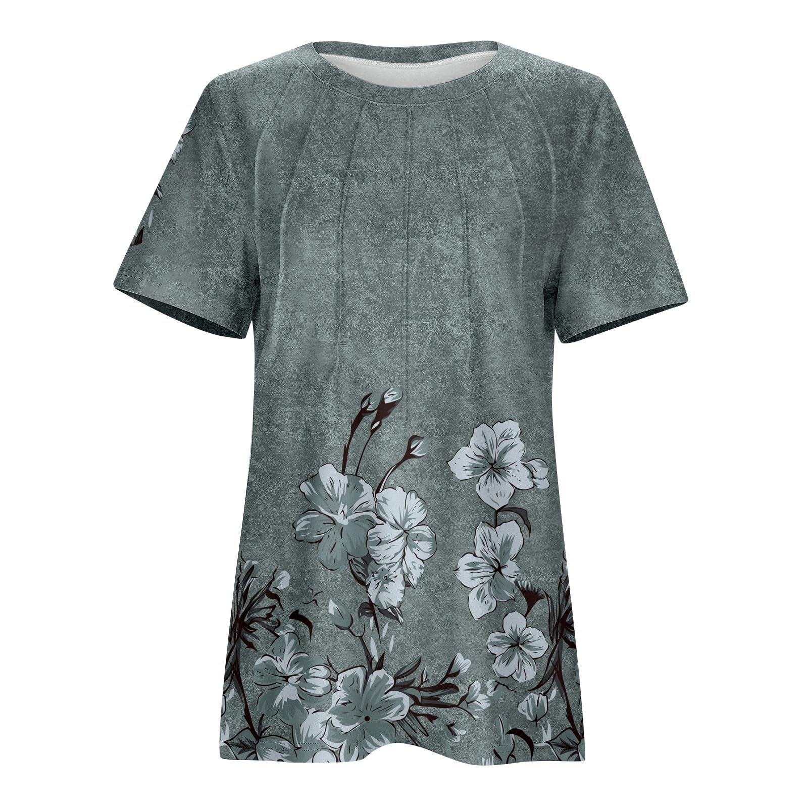 Trendy Women's Pleated Short Sleeve T-Shirt - Loose Scoop Neck Casual Blouse for Summer & Business Wear | Perfect for Office, Outings & Daily Comfort