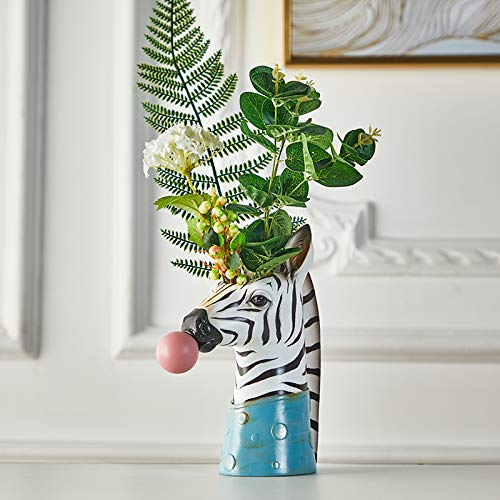 Zebra Blowing Bubbles Creative Vase - Home Decor Art Statue for Living Room, Table Centerpiece, Artificial & Dried Flower Arrangement | Perfect for Modern Interior, Wedding Decor, Gift Idea