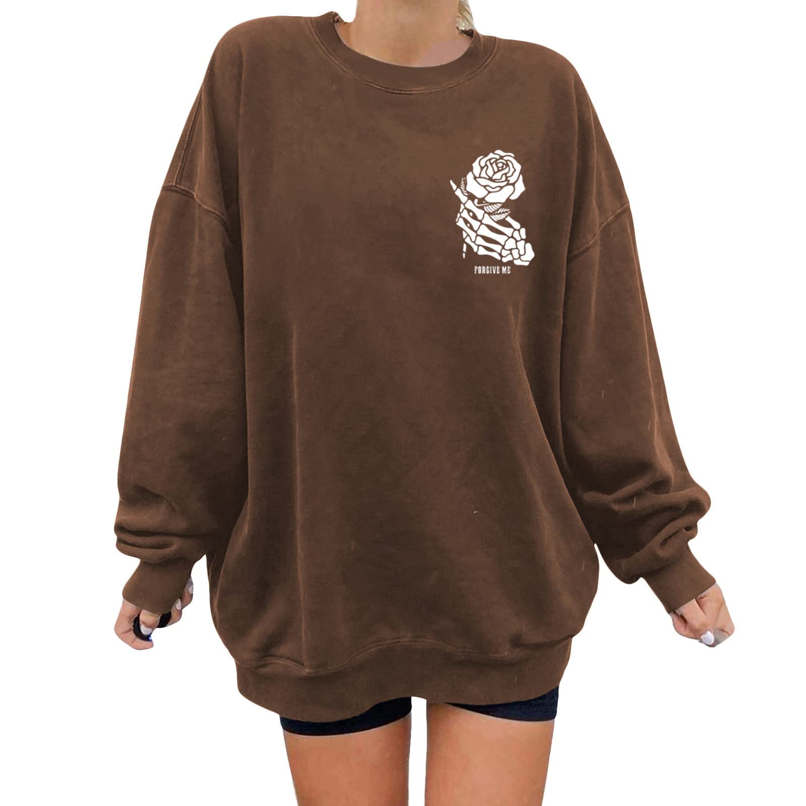 Women's Graphic Fleece Zip-Up Sweatshirt - Loose Fit Hoodless Pullover with Round Neck | Casual Wear, Lounge, Outdoor Activities