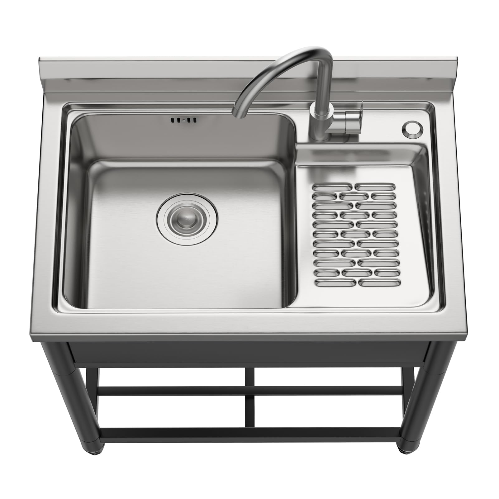 Stainless Steel Utility Sink with Washboard | Free Standing Laundry Tub Sink | Hot & Cold Water Faucet | 20.8