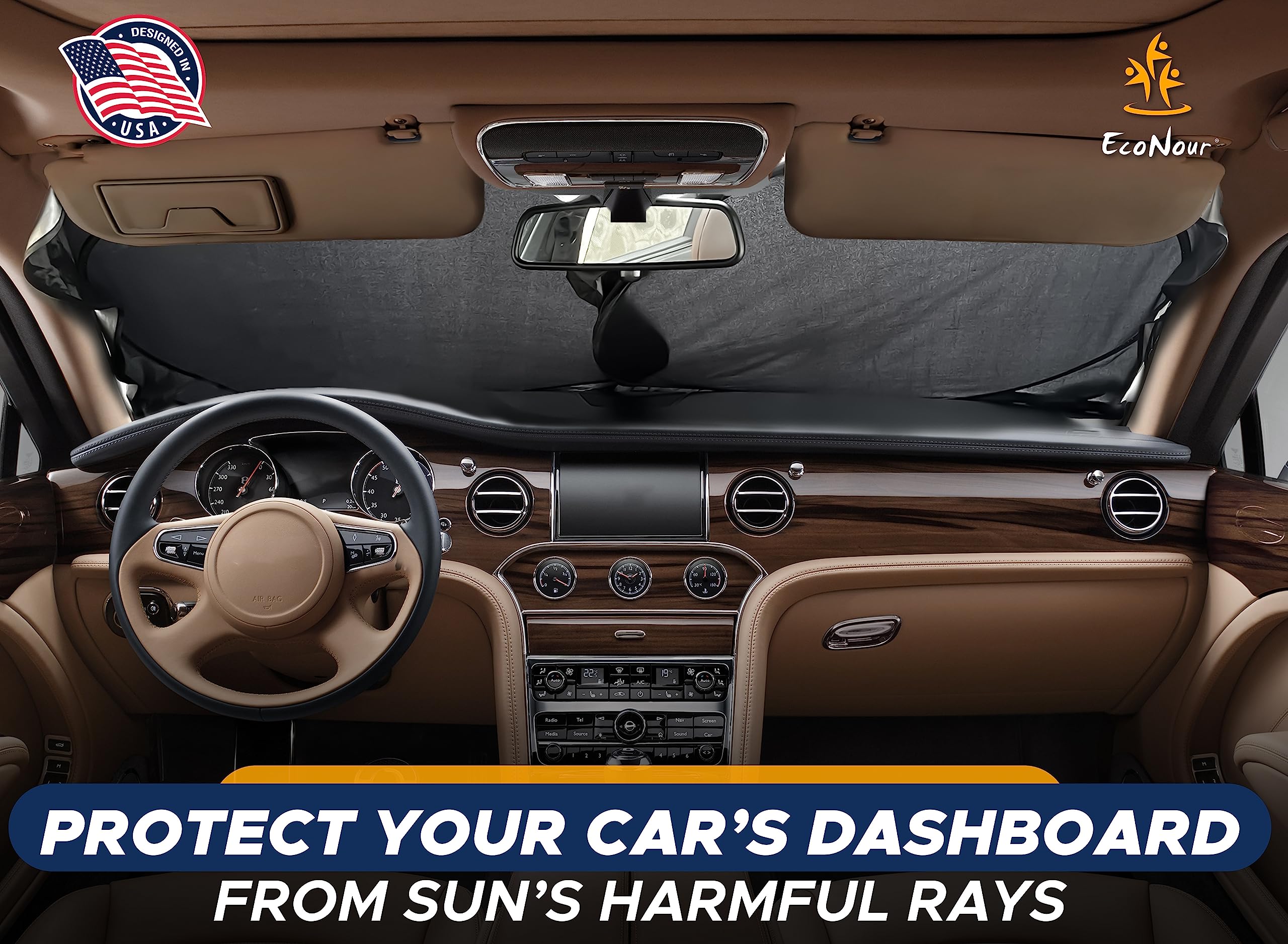 EcoNour Retractable Car Windshield & Side Window Sun Shade 15