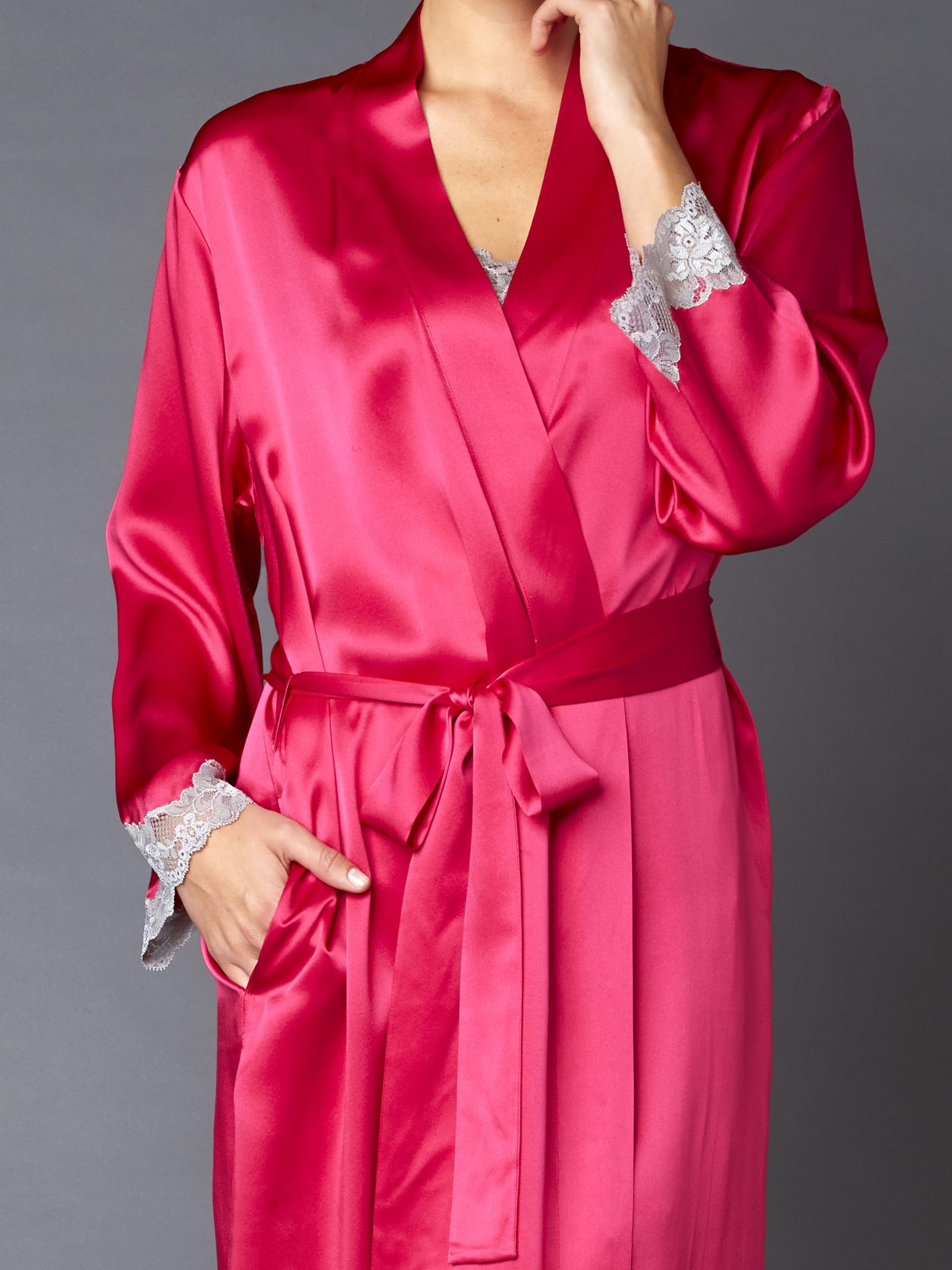 Luxury Women's 100% Pure Silk Robe with Elegant Lace Trim - Indulgence Collection Lingerie for Bridal, Spa & Special Occasions - Perfect Gift with Premium Packaging