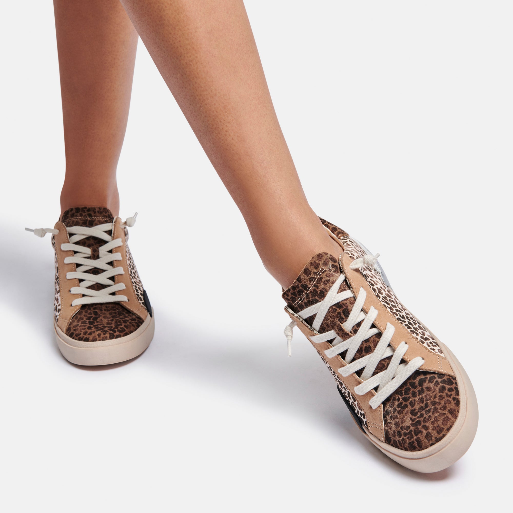 ZINA SNEAKERS - Women's Leopard Print Multi-Colored Dusted Suede Fashion Sneakers for Casual Wear, Walking & Everyday Comfort