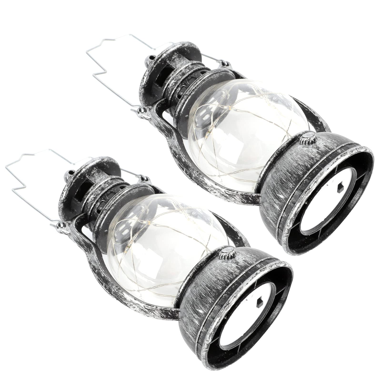 DOITOOL 2-Pack Vintage Oil Lamps - Retro Small Kerosene Lanterns for Home Decor, Patio, Garden & Outdoor Lighting - Portable Hanging Pendant Lights for Rustic, Farmhouse & Cottage Style Ambiance