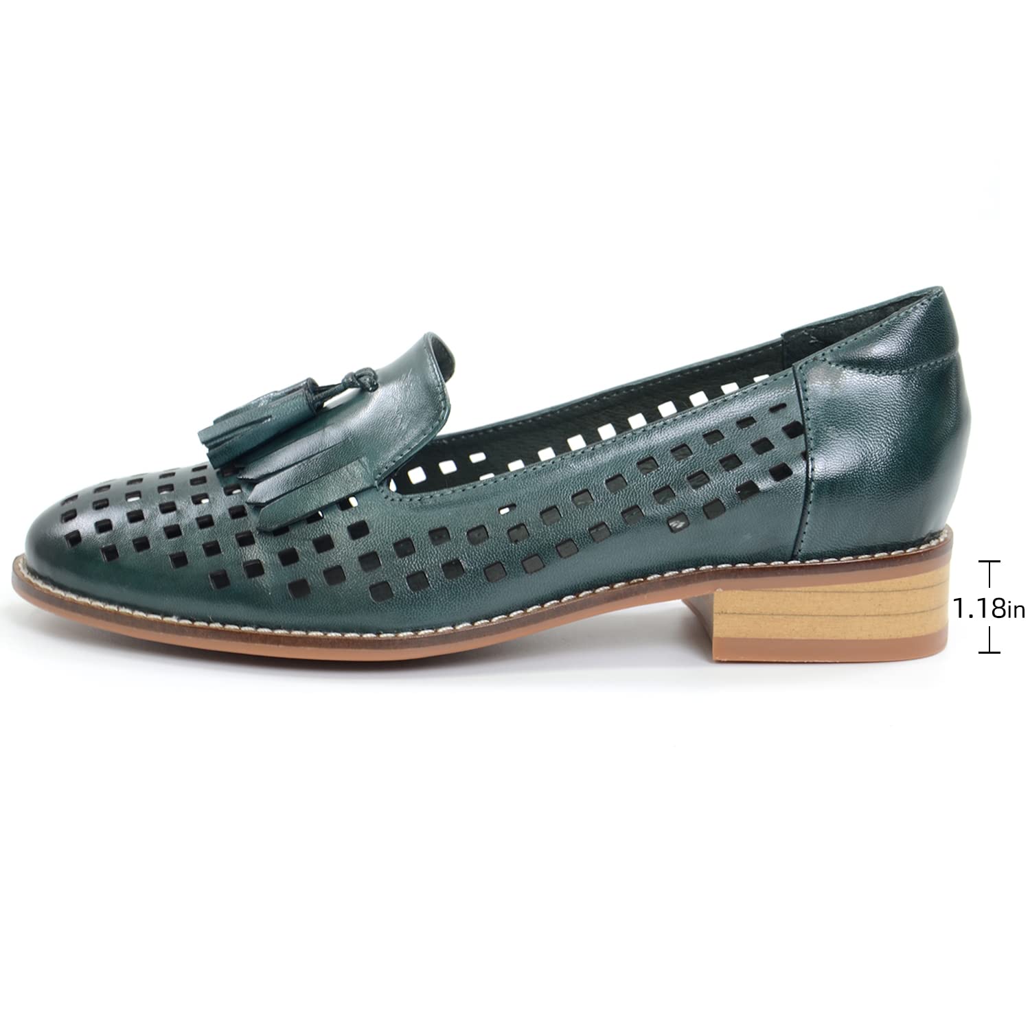 Mona Flying Women's Leather Tassel Loafers - Slip On Flats for Office & Casual Wear - Comfortable Work Shoes for Professional Ladies - Perfect for Business, Travel & Everyday Use