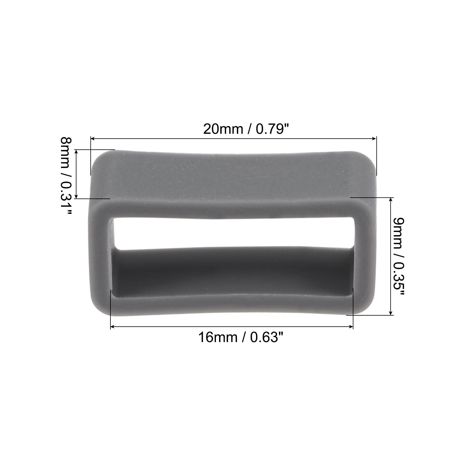 uxcell 16mm Width Watch Band Strap Loops - 4 Pcs Deep Gray Rubber Replacement Fastener Rings & Silicone Watch Holder Keeper for Secure Fit During Sports & Outdoor Activities