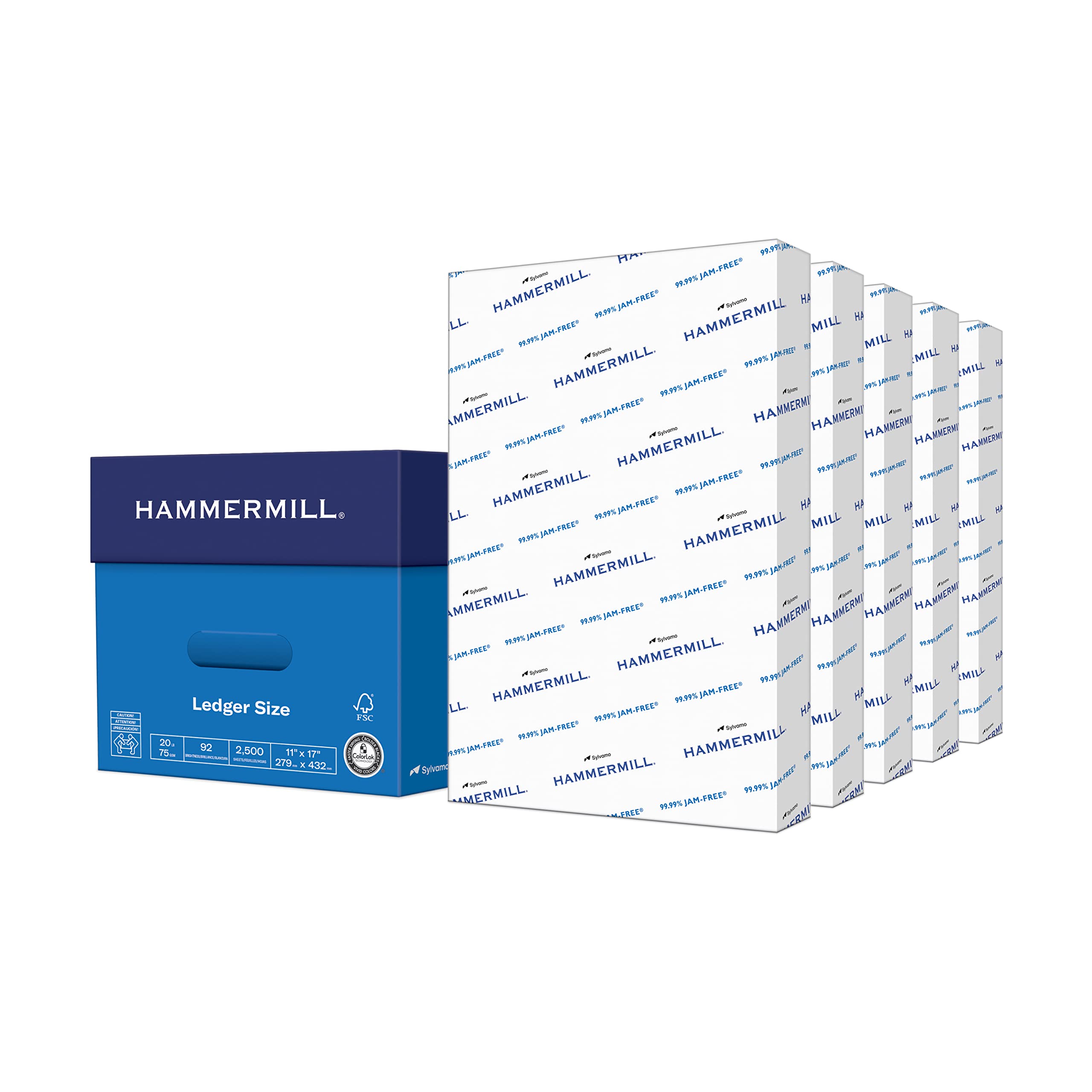 Hammermill Premium 20 lb Copy Paper, 11 x 17 Inches - 5 Ream (2,500 Sheets) - 92 Brightness, Acid-Free, Made in USA - Ideal for Office Printing, Copying & Professional Documents