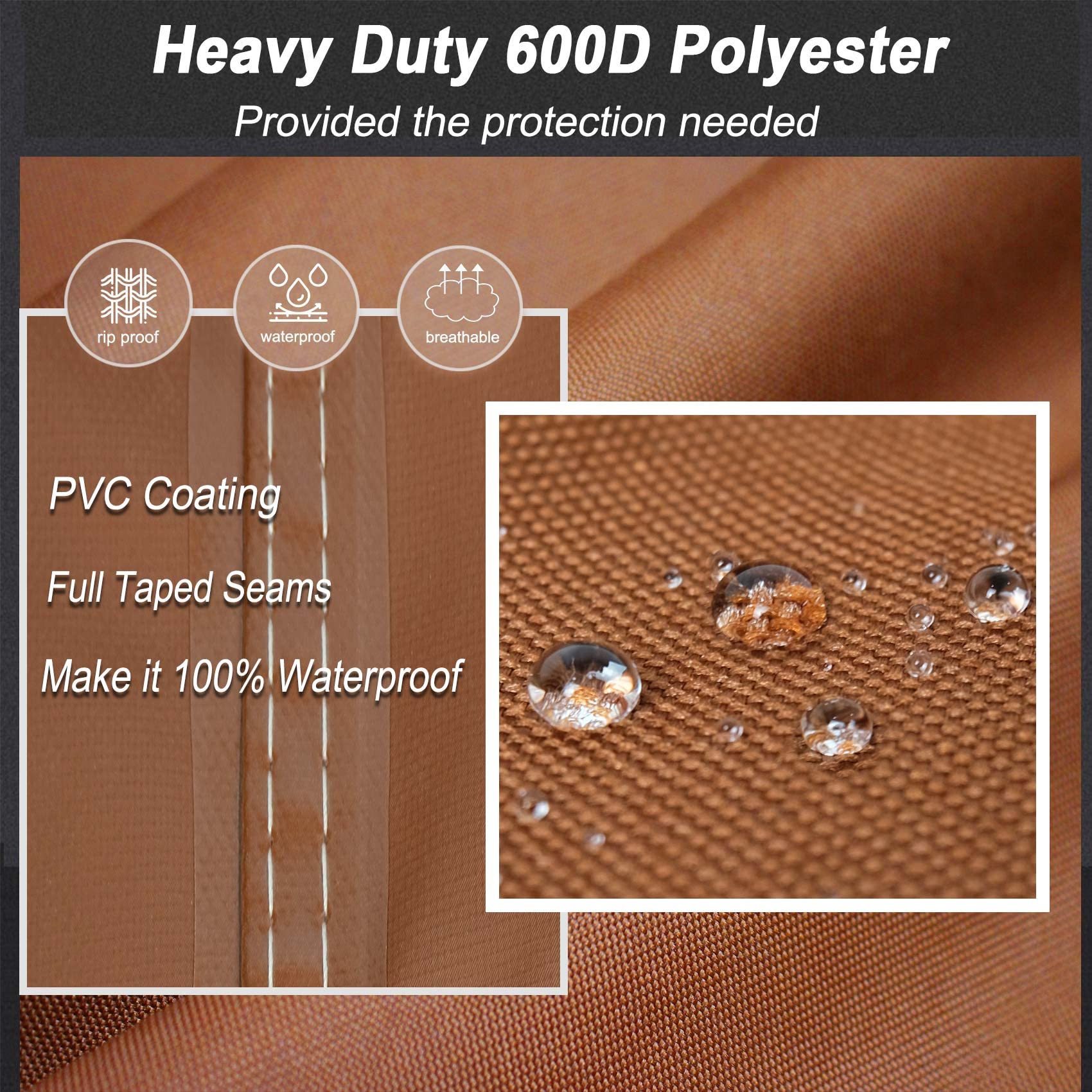 NettyPro Waterproof Outdoor Furniture Cover 24x24 Inch - All Weather Protection for Patio Square Ottoman Table | Perfect for Backyard, Garden & Poolside Use