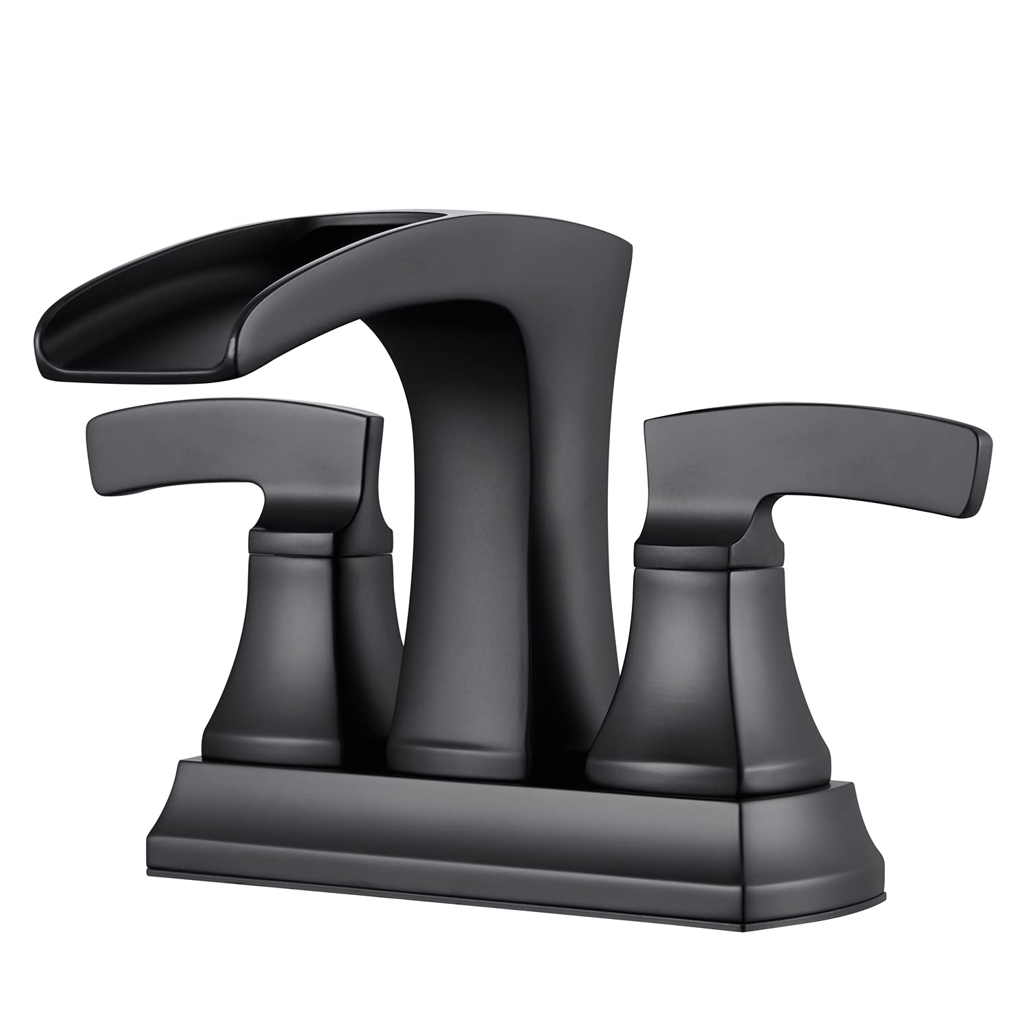 Lexdale Black Centerset Bathroom Faucet - 2-Handle Brass Vanity Sink Faucet with Pop-Up Drain & Supply Lines - Perfect for Modern Bathroom & Lavatory Renovations