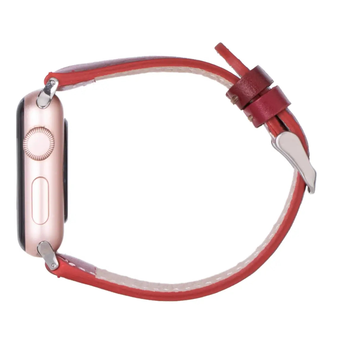 Burnished Red Leather Slim Apple Watch Band - Premium Replacement Strap for Apple Watch Series 9/8/7/6/SE - Fashionable & Comfortable for Workouts, Office & Everyday Wear