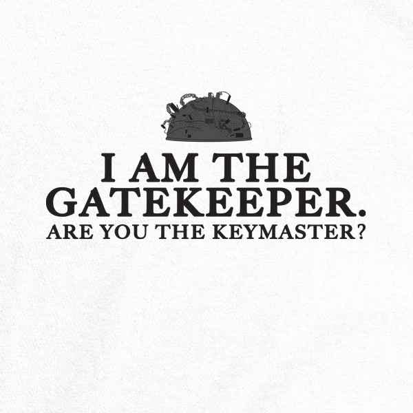Pop Threads 'I Am The Gatekeeper Are You The Keymaster' Graphic T-Shirt for Men | Funny Movie Quote Tee | Casual Wear & Halloween Costume