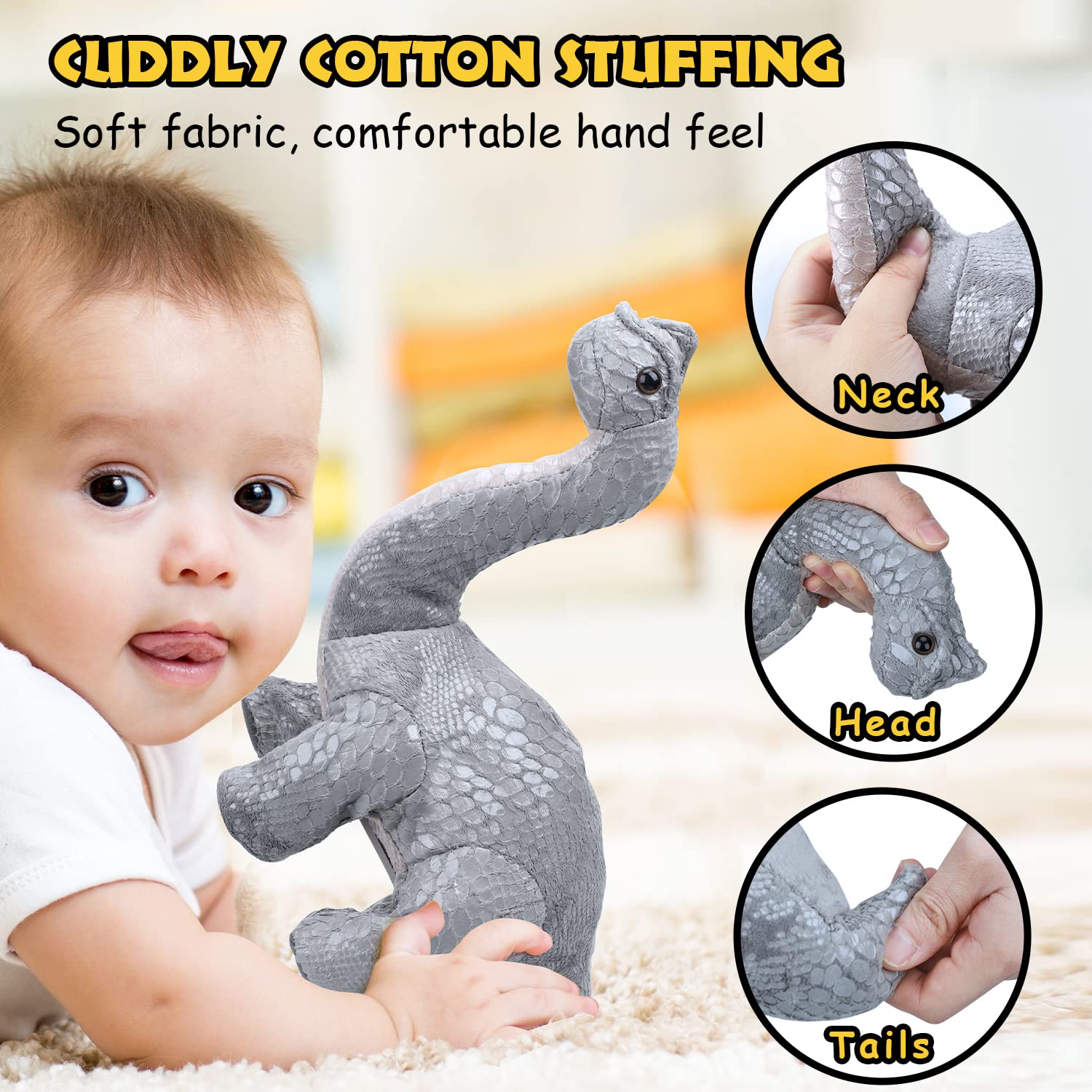 TOY Life Remote Control Dinosaur Toy - Electronic Walking Brontosaurus Plush Stuffed Animal for Kids Ages 3-7 | Fun Interactive RC Dinosaur Gift for Boys & Girls | Perfect for Birthday Parties, Indoor Play & STEM Learning