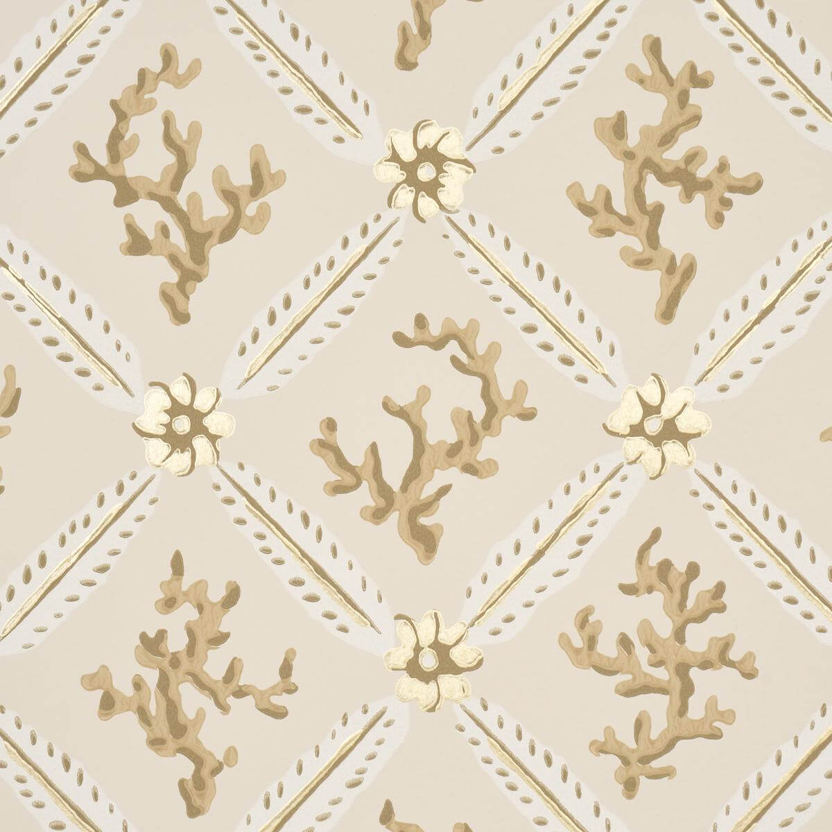 Corail Leaf Trellis Wallpaper - Botanical Peel and Stick Wallpaper for Bedroom, Living Room & Nursery - Self-Adhesive Removable Wall Mural for Home Decor