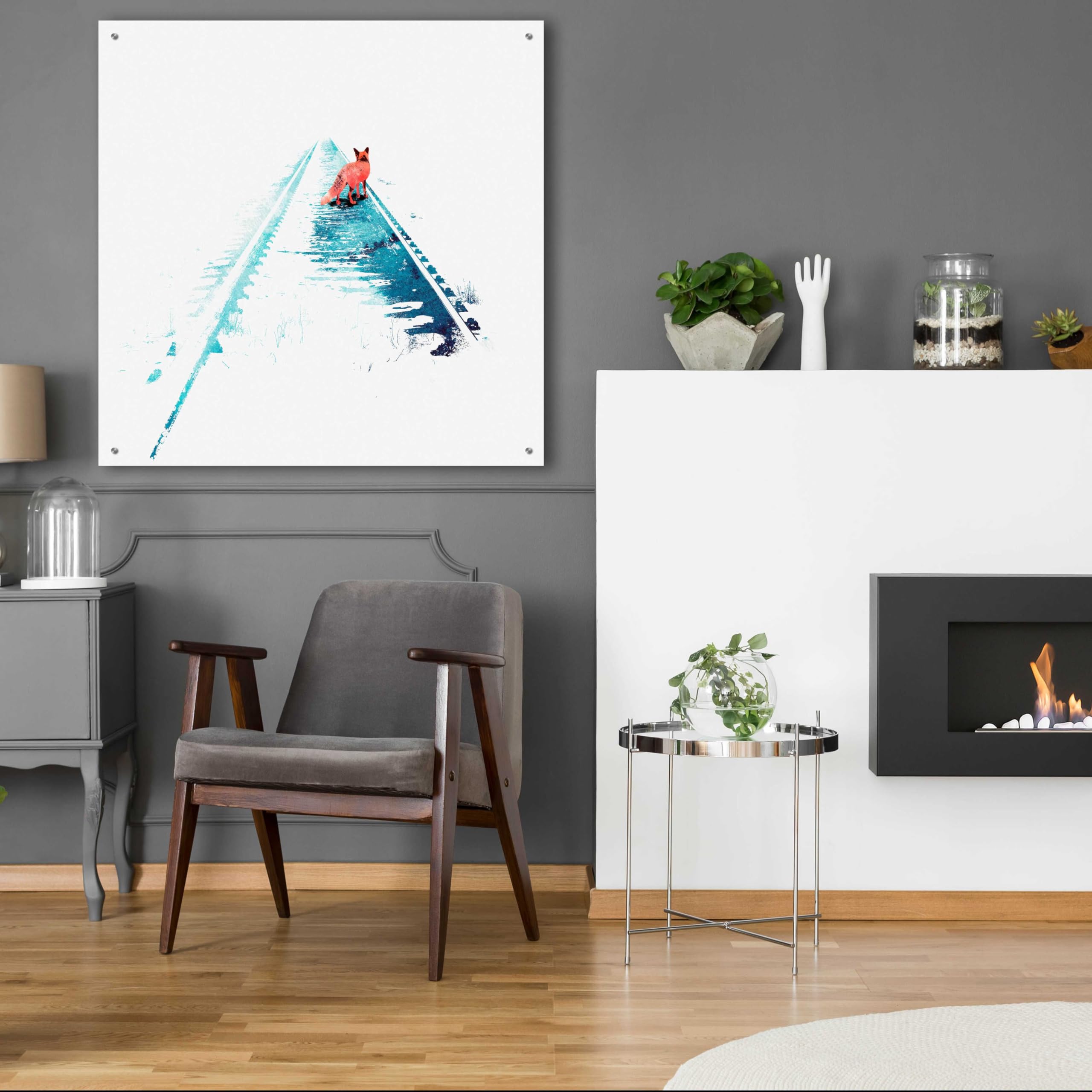 Robert Farkas 'From Nowhere to Nowhere' Acrylic Glass Wall Art - 36x36 Inches Modern Abstract Painting for Living Room, Office & Gallery Decor
