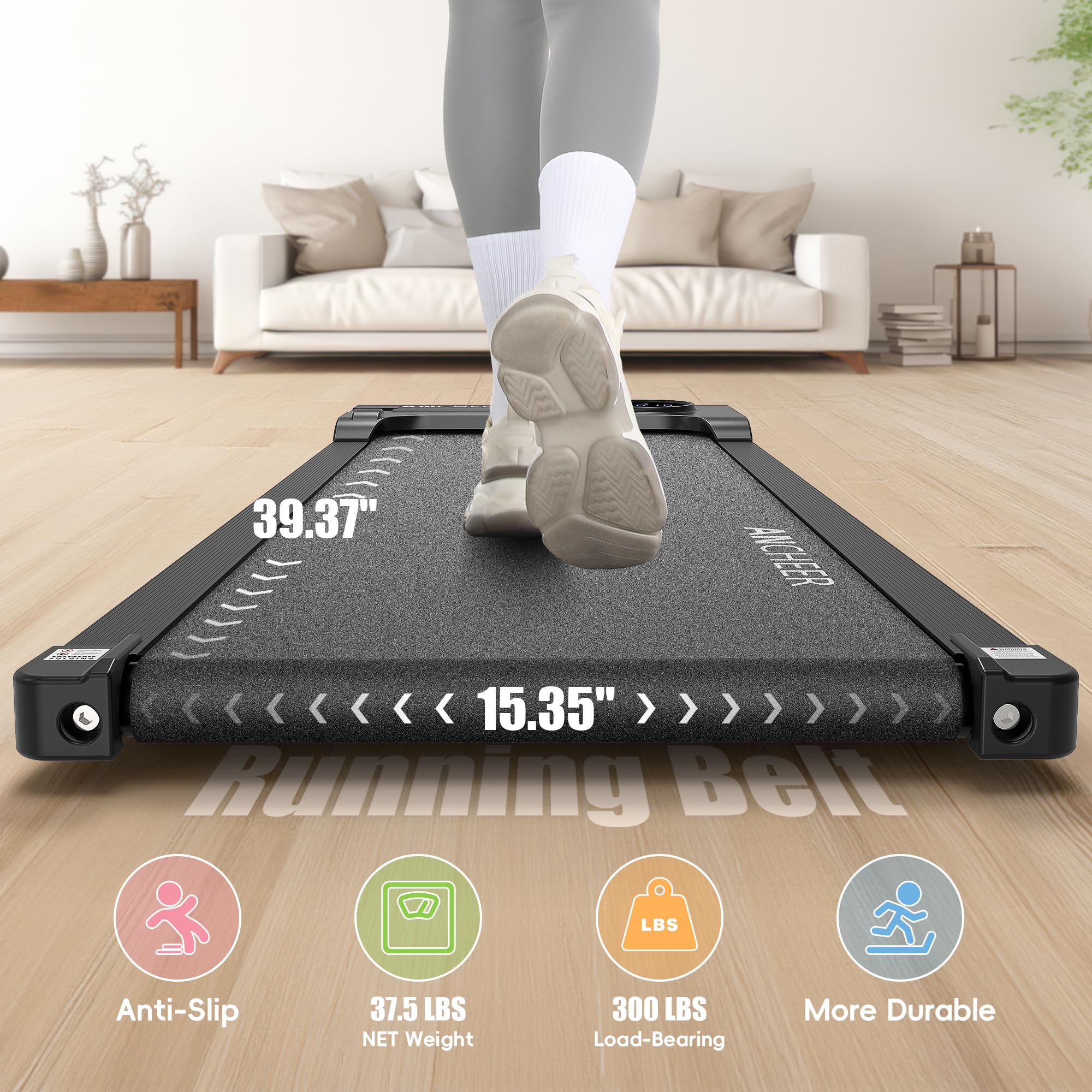 ANCHEER 2 in 1 Under Desk Treadmill for Home Office - 2.5HP Quiet Walking Pad with LCD Display, Portable Treadmill for Walking & Jogging - Perfect for Home, Office & Small Spaces Workout