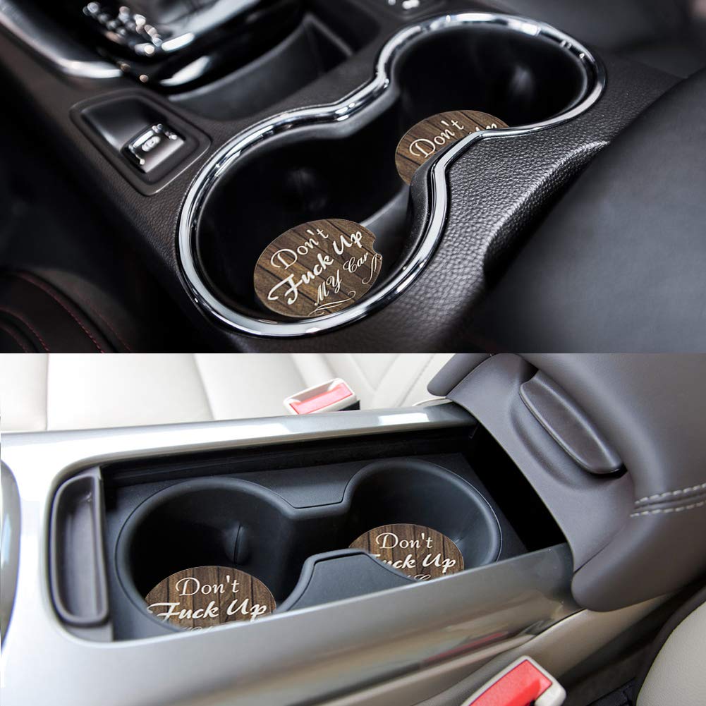 Absorbent Ceramic Car Cup Holder Coasters (2-Pack) - 2.56