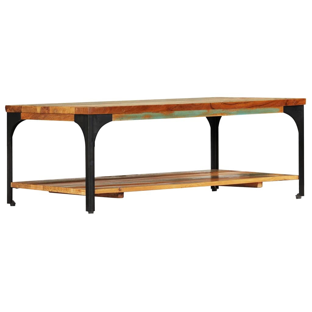 Industrial Style Coffee Table with Shelf - 39.4