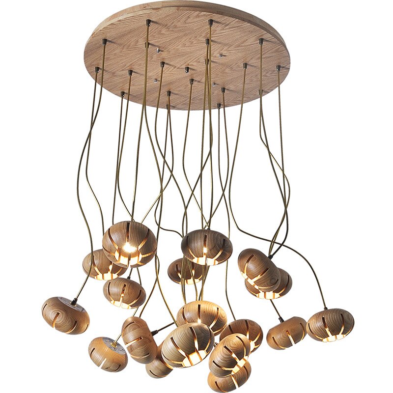 Elegant Wooden LED Chandelier - Modern Rustic Ceiling Light Fixture with Warm White Lighting | Perfect for Dining Room, Bedroom or Cabin Decor