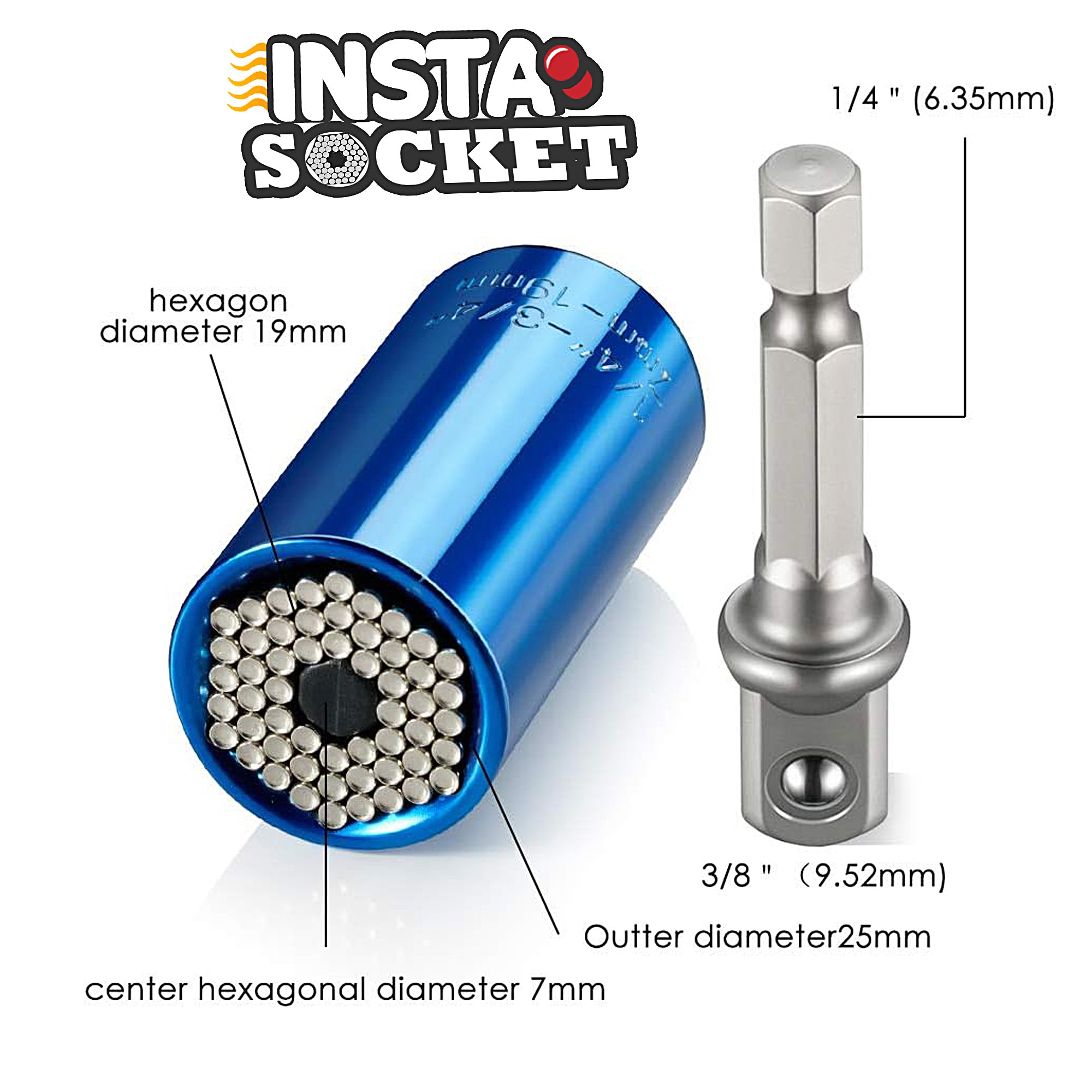 Insta Socket Universal Adapter - Set of 2 for Most Devices | Perfect for Travel, Home & Office Use