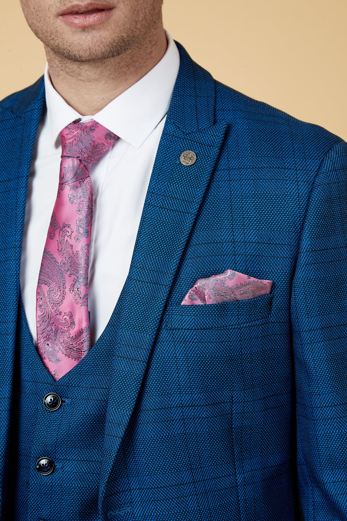 JERRY Blue Check Blazer for Men - Stylish Slim Fit Business Jacket with Classic Check Pattern - Perfect for Office Wear, Business Meetings & Formal Events