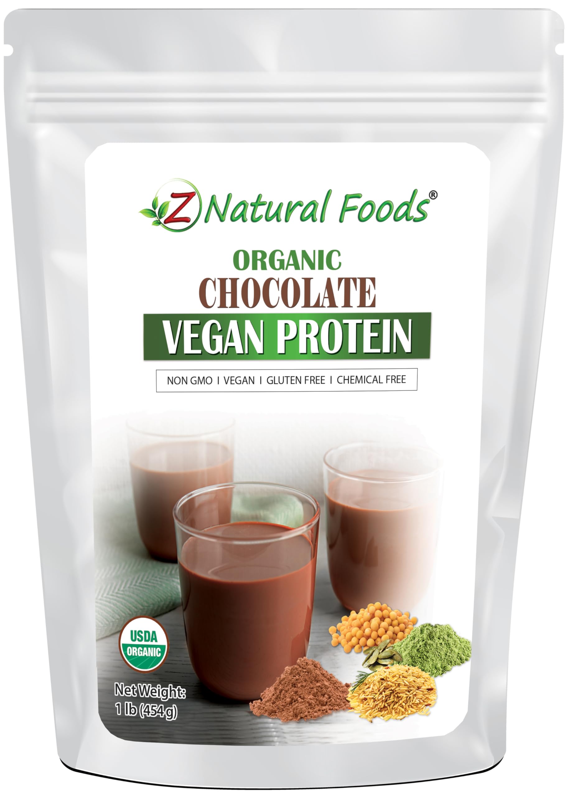 Organic Vegan Protein Powder with Chocolate Flavor - Plant-Based Protein Blend from Pea, Brown Rice & Pumpkin, Naturally Sweetened with Stevia - 1 lb for Smoothies, Baking & Post-Workout Recovery
