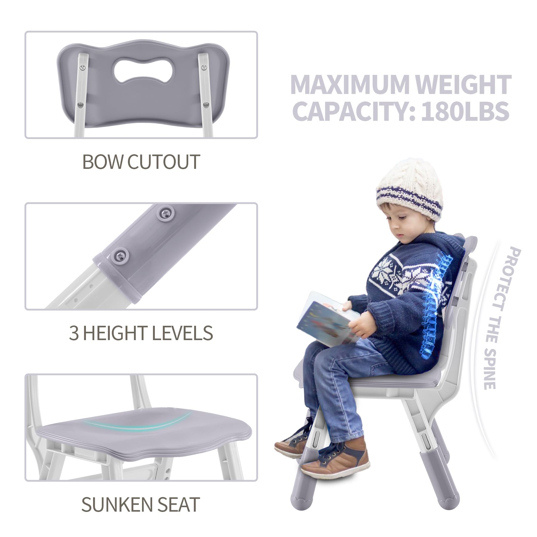 Adjustable Height Toddler Table and Chairs Set for 4 Kids - 47.2