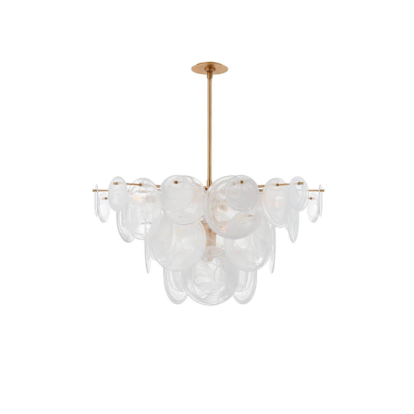 Elegant Brass Discs Cascading Chandelier - Modern Ceiling Light Fixture for Dining Room, Living Room, or Bedroom Decor