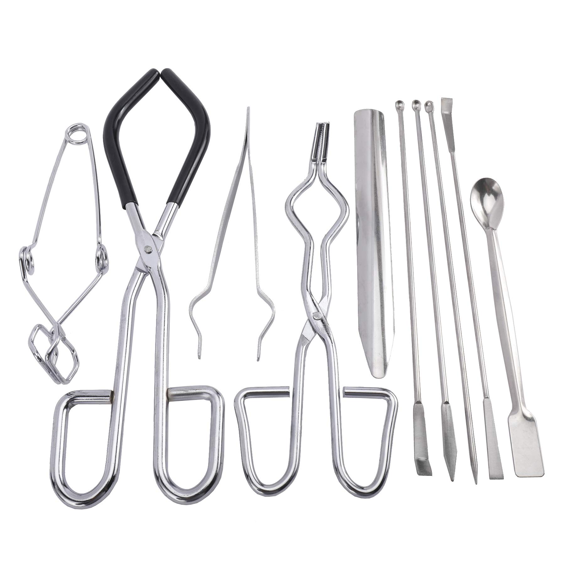 Premium Scientific Labware Starter Kit - Crucible, Beaker Tongs, Lab Spatula, Scoop Spoon, Test Tube Clamps & Sterilizer Forceps for Chemistry Experiments & School Science Labs