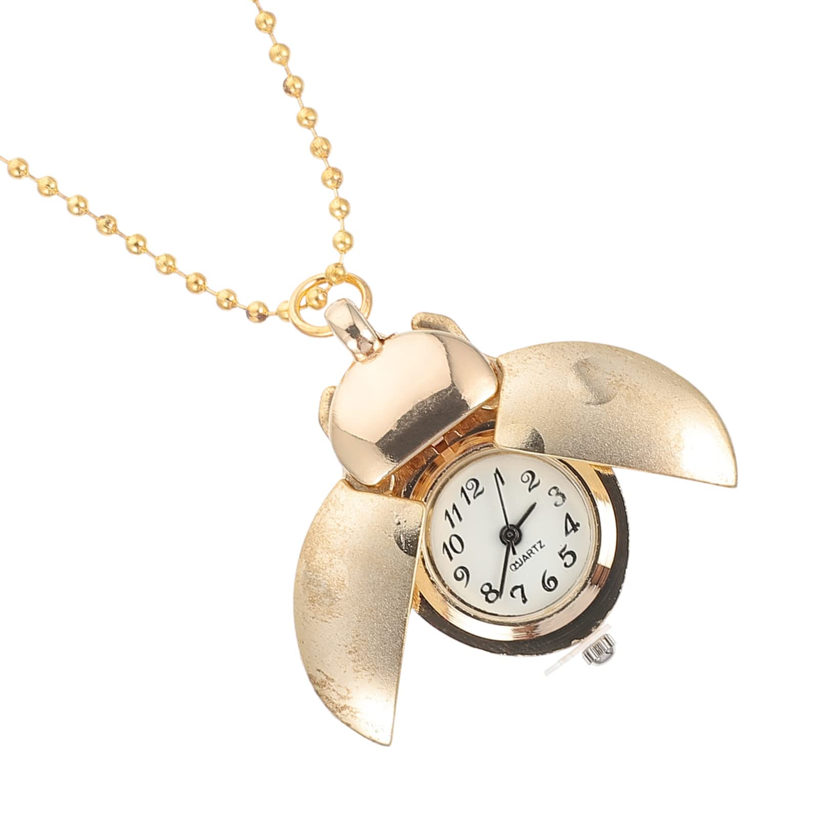 ULTECHNOVO Vintage Beetle Design Quartz Pocket Watch - Shiny Golden Retro Hanging Watch for Men & Women | Perfect for Steampunk Cosplay, Victorian Costume Accessories, and Collector's Gift