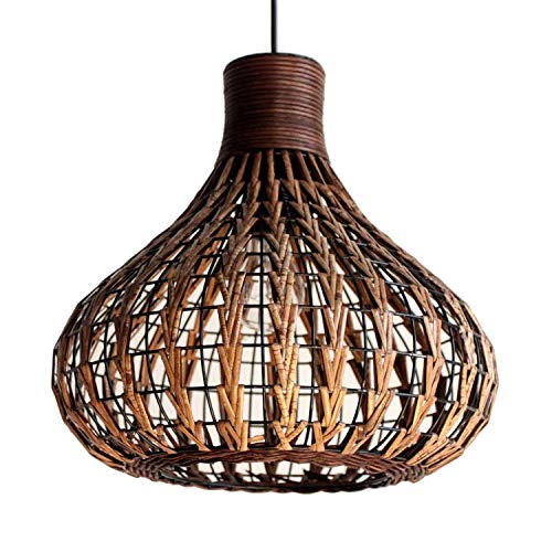Handmade Rattan Garlic Pendant Light - Southeast Asian Style Ceiling Chandelier for Dining Room, Bar Counter, Restaurant & Parlor | Boho Home Decor & Farmhouse Lighting Fixture