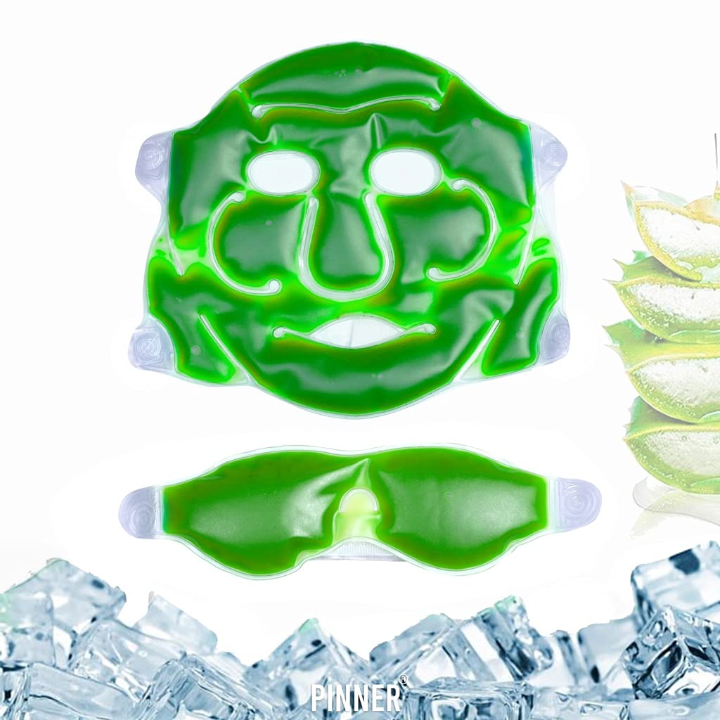 Cooling Gel Face Mask & Eye Mask for Puffy Eyes & Skin Relief | Soothing Therapy for Sunburn, Stress & Sleep | PINNER Skincare