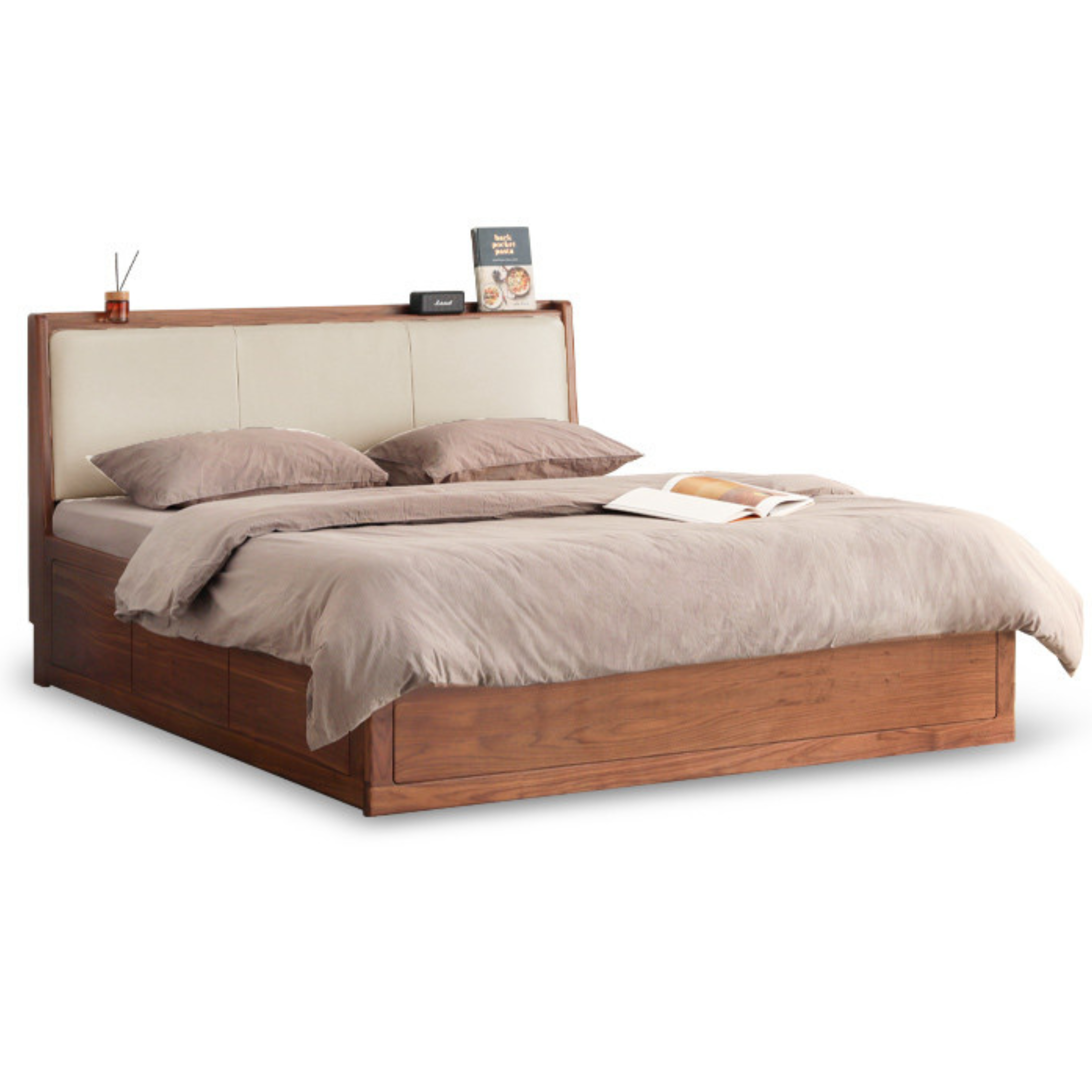 Rich Dark Walnut color Low bunk box bed (off white)