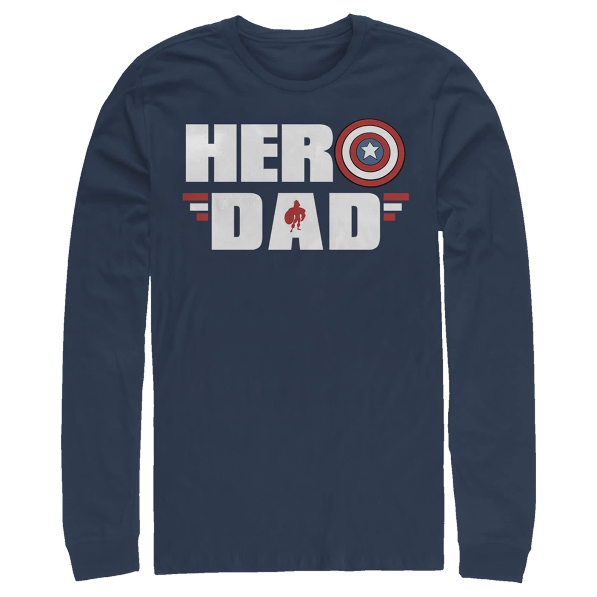 Marvel Captain America Shield Graphic Long Sleeve Shirt for Men - Superhero Dad Gift, Casual Wear & Cosplay Costume