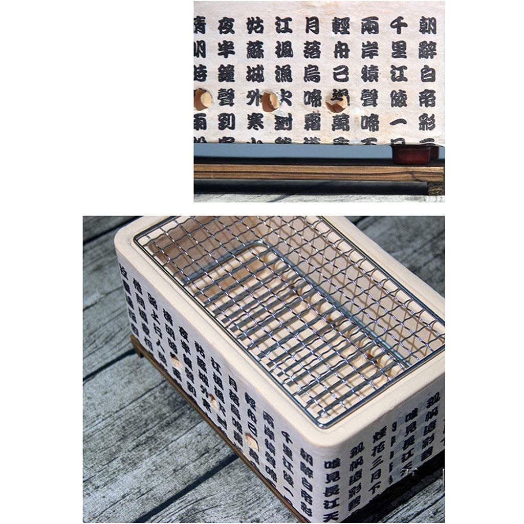 4-in-1 Japanese Ceramic Tabletop BBQ Grill - Mini Charcoal Grill & Stove for 2-3 People, Portable Outdoor Cooking (24x14.5x11cm) - Perfect for Camping, Picnics, Backyard Parties & Small Gatherings