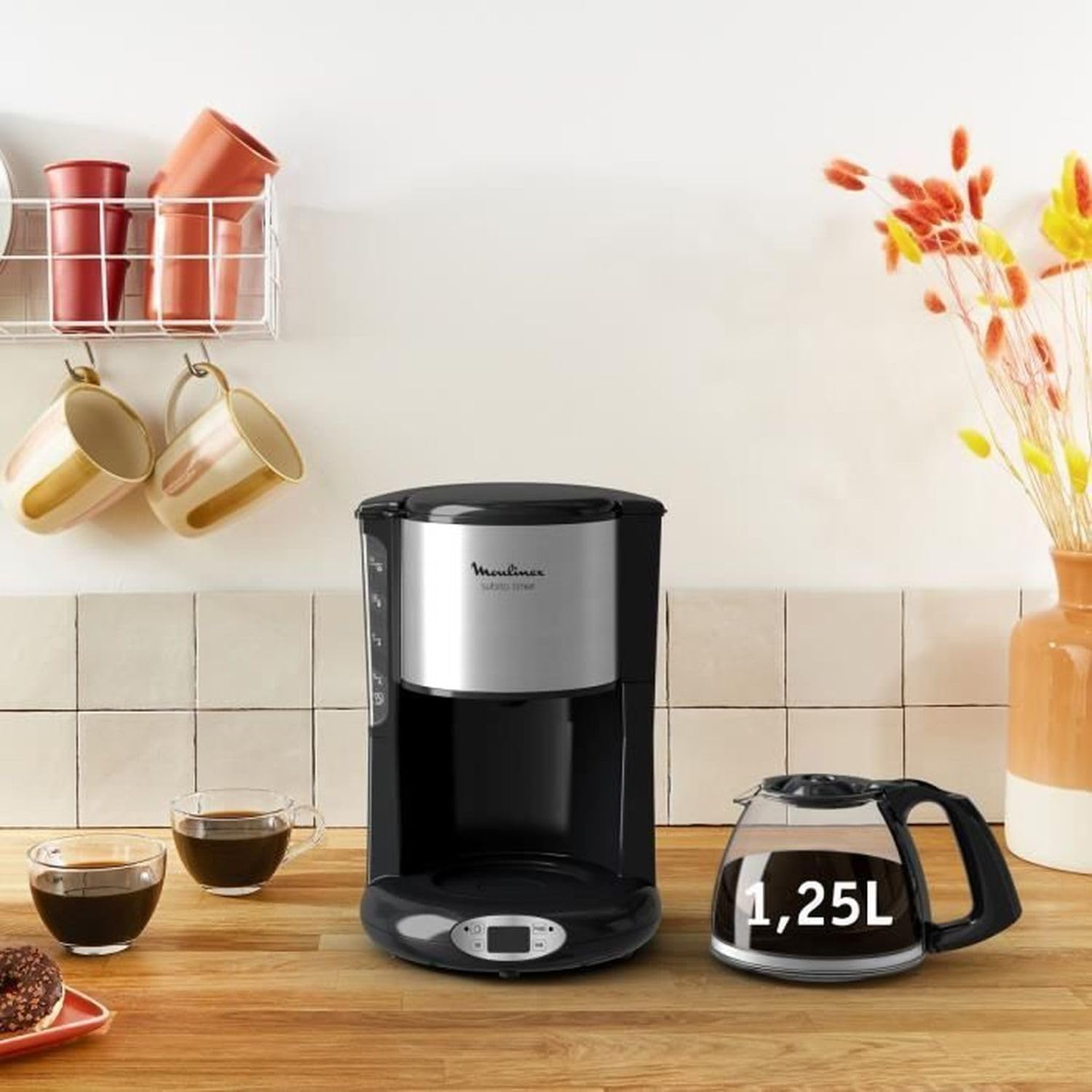 Moulinex Subito FG362810 Programmable Coffee Maker with Timer - Stainless Steel/Black - Perfect for Home, Office & Kitchen Use