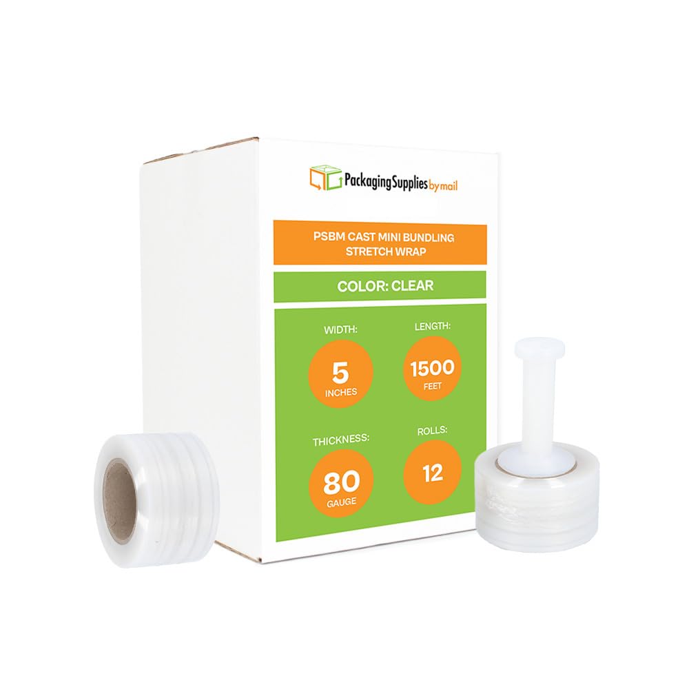 PSBM Mini Stretch Wrap with Plastic Handle - 12 Pack, 5