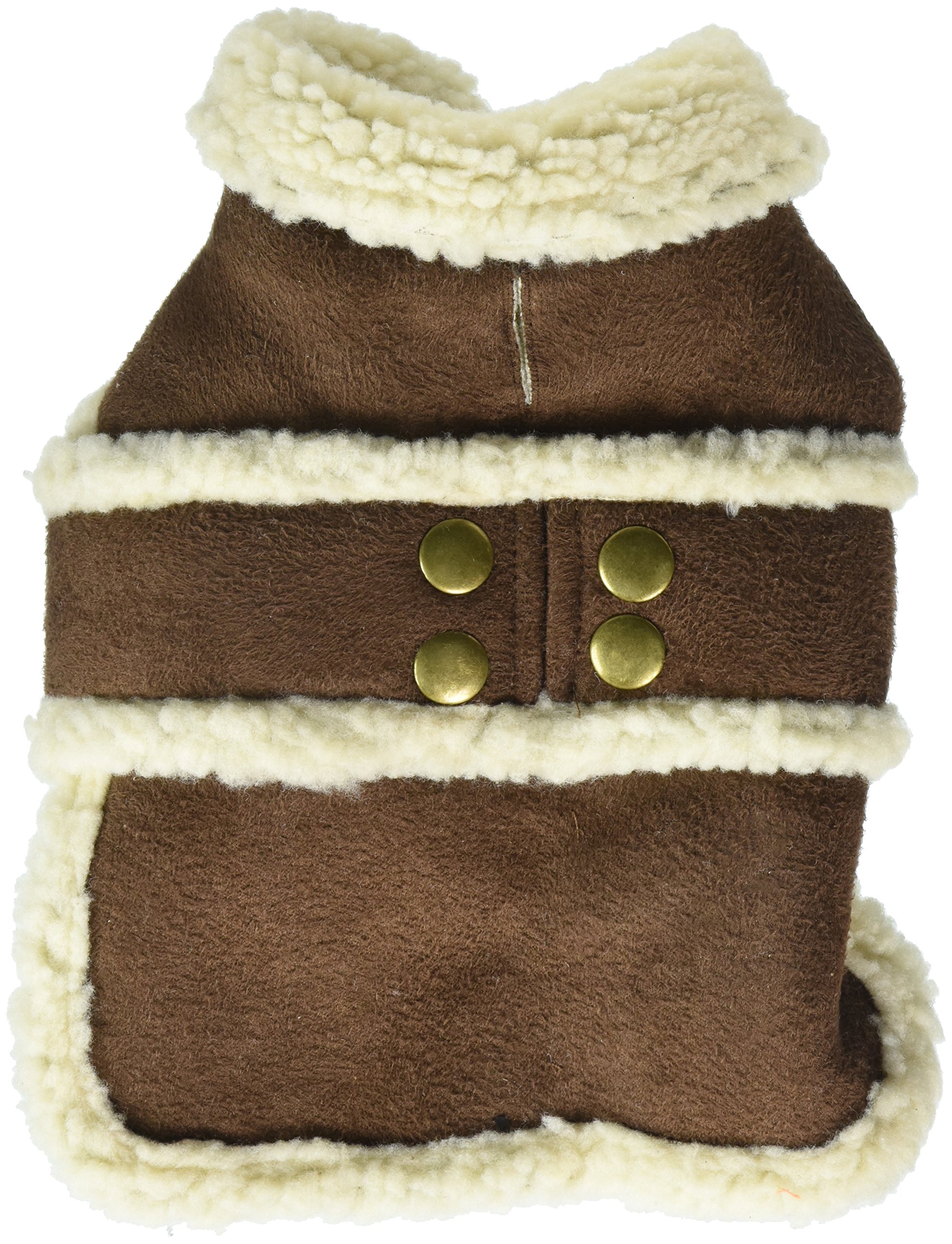 Brown X-Small Dog Shearling Coat for Outdoor Winter Walks