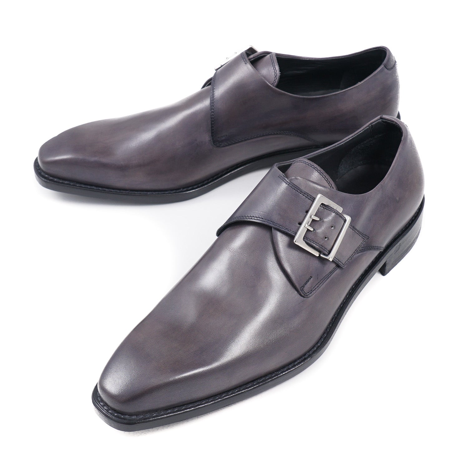 Di Mella Gray Monk Strap Shoes for Men - Premium Leather Dress Shoes for Business & Formal Occasions - Comfortable & Stylish Office & Wedding Shoes