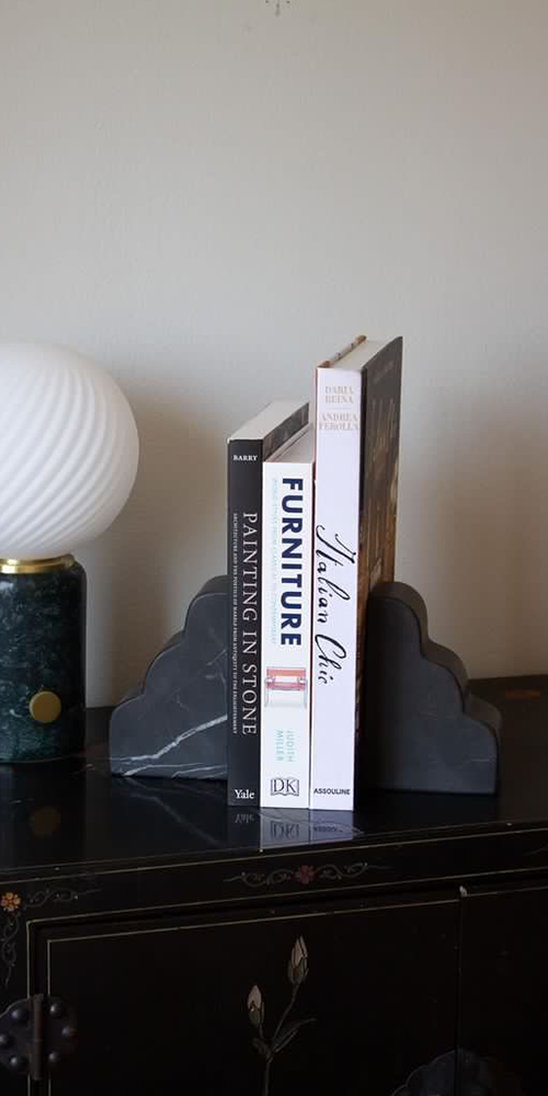 Elegant Nero Marble Cloud Bookend - Stylish Book Holder for Home Office & Library Decor - Perfect for Organizing Books, Shelves, and Desks