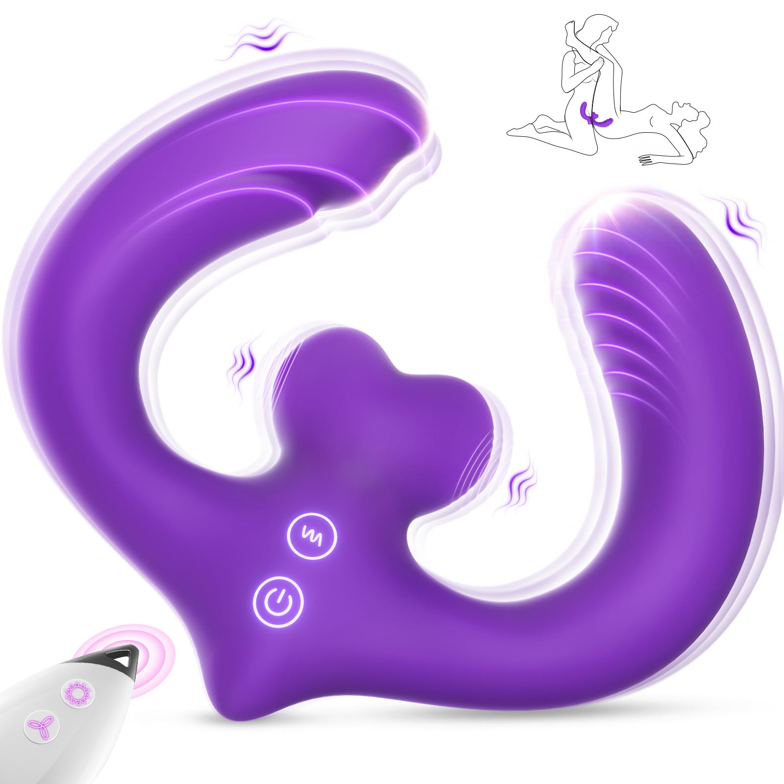Double Ended Strap On Dildo for Women - 7 Powerful Vibrating Modes & Remote Control - Lesbian Sex Toy, Strapless Dildo for Couples & Solo Play - Perfect for Role Play, Spicing Up Relationships & Intimate Moments