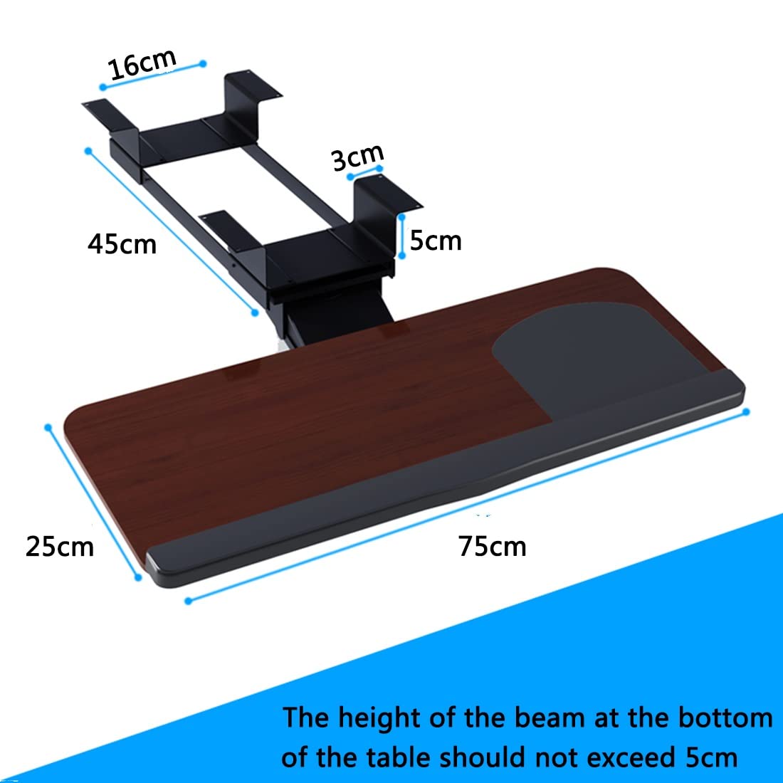 Adjustable Ergonomic Keyboard Drawer - Sliding Keyboard Tray with Height Adjustment for Office, Home & School - Perfect for Workspace Organization & Comfortable Typing