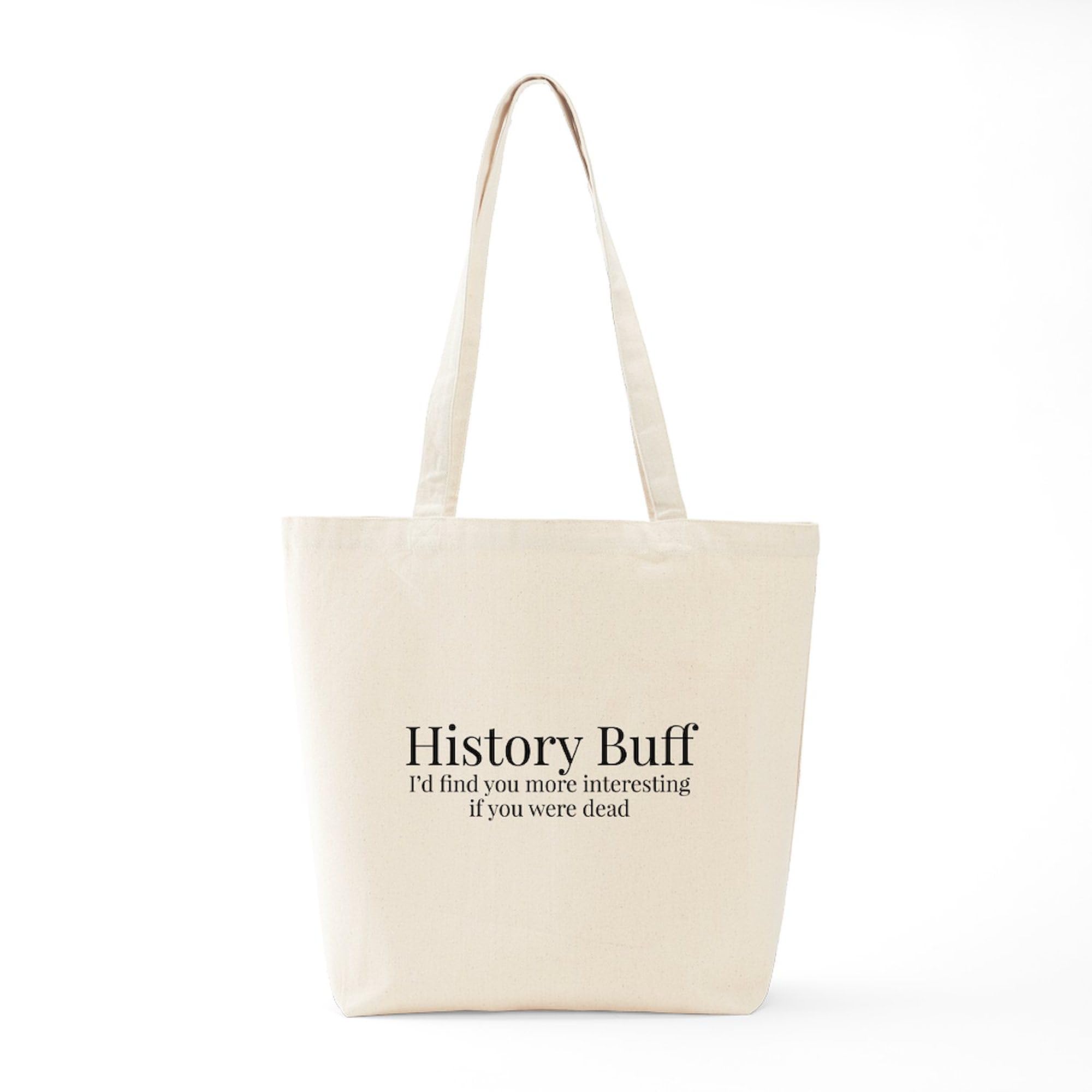 History Buff Tote Bag - Natural Canvas Reusable Shopping Bag for Groceries, Books & Everyday Use | Eco-Friendly Cotton Tote for School, Work & Travel